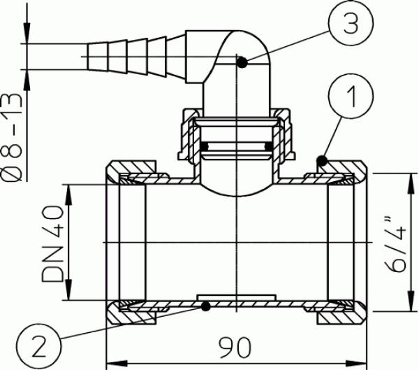 T-Stück DN40x6/4" mit HL19.2 HL19T.2/40
